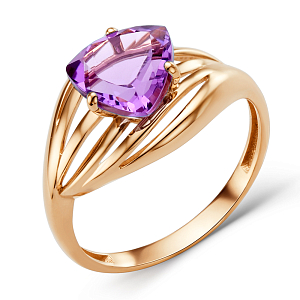 Кольцо из красного золота с аметистом