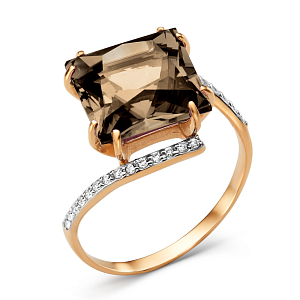 Кольцо из красного золота с раухтопазом