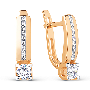 Серьги из красного золота с фианитами