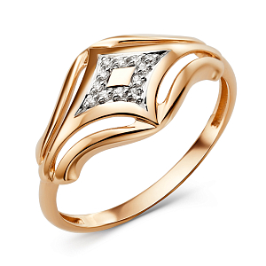 Кольцо из красного золота с фианитами