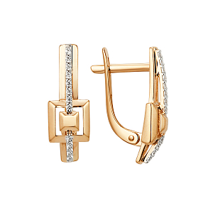 Серьги из красного золота с фианитами