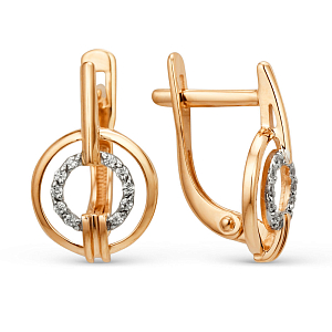 Серьги из красного золота с фианитами