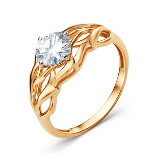 Кольцо из красного золота с фианитом