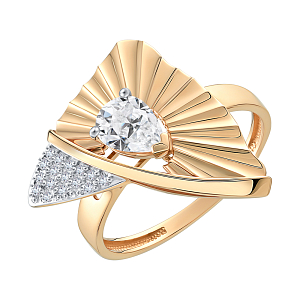 Кольцо из красного золота с фианитами