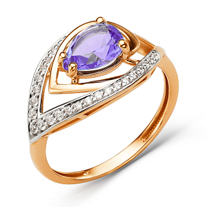 Кольцо из красного золота с аметистом