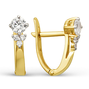 Серьги из желтого золота с фианитами