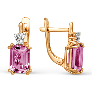 Серьги из красного золота с корундами