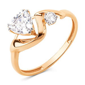 Кольцо из красного золота с фианитами