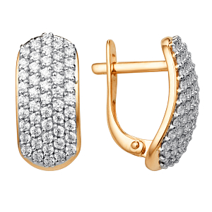 Серьги из красного золота с фианитами