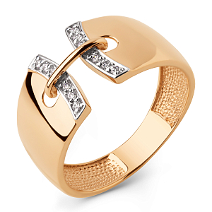 Кольцо из красного золота с фианитами