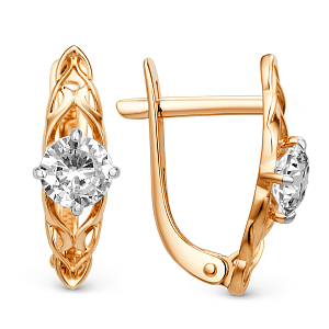 Серьги из красного золота с фианитами