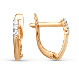 Серьги из красного золота с фианитами