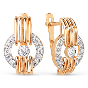 Серьги из красного золота с фианитами