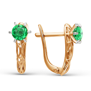 Серьги из красного золота с фианитами