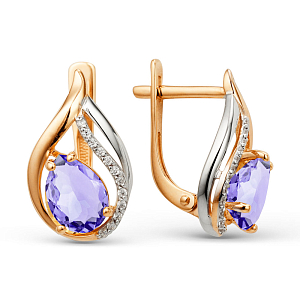 Серьги из красного золота с аметистами