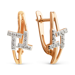 Серьги из красного золота с фианитами