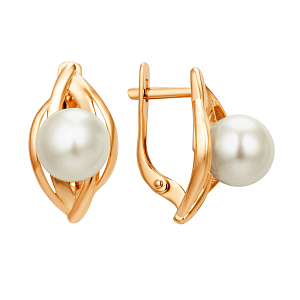 Серьги из красного золота с жемчугом