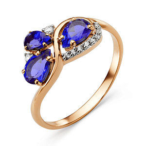 Кольцо из красного золота с аметистами