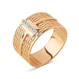 Кольцо из красного золота с фианитами