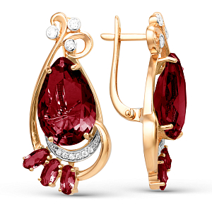 Серьги из красного золота с гранатами