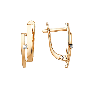 Серьги из красного золота с фианитами