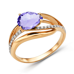 Кольцо из красного золота с аметистом