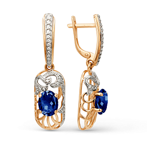 Серьги из красного золота с корундами