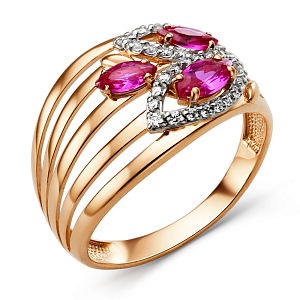 Кольцо из красного золота с корундами
