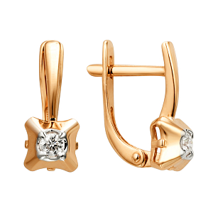 Серьги из красного золота с фианитами