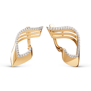 Серьги из красного золота с фианитами