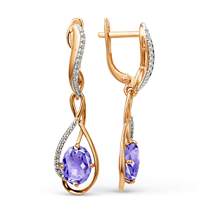 Серьги из красного золота с аметистами