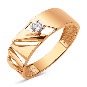 Кольцо из красного золота с фианитом