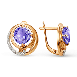 Серьги из красного золота с аметистами