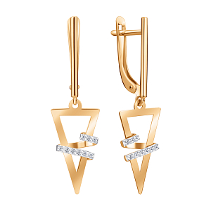 Серьги из красного золота с фианитами