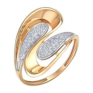 Кольцо из красного золота с фианитами