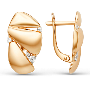 Серьги из красного золота с фианитами