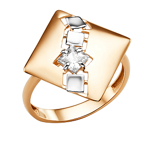 Кольцо из красного золота с фианитом