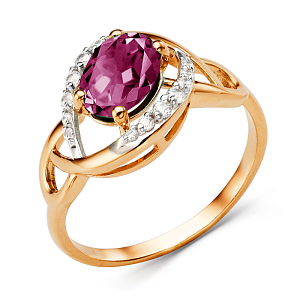 Кольцо из красного золота с корундом