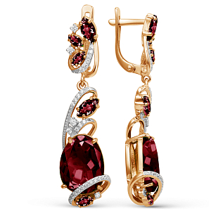 Серьги из красного золота с гранатами