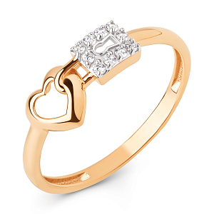 Кольцо из красного золота с фианитами