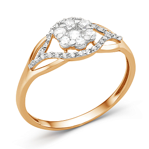 Кольцо из красного золота с фианитами