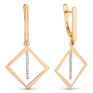 Серьги из красного золота с фианитами