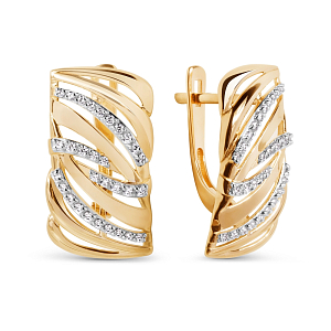 Серьги из красного золота с фианитами