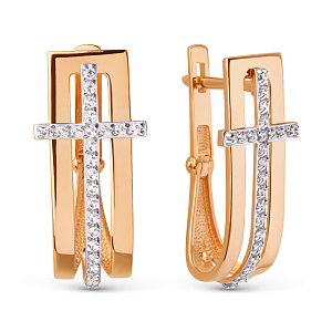 Серьги из красного золота с фианитами