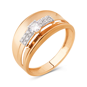 Кольцо из красного золота с фианитами