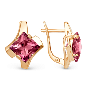 Серьги из красного золота с корундами