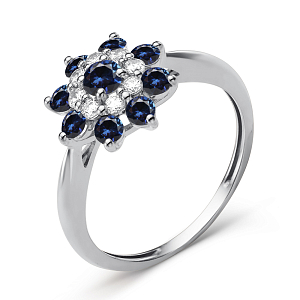 Кольцо из белого золота с корундами