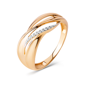 Кольцо из красного золота с фианитами