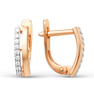 Серьги из красного золота с фианитами