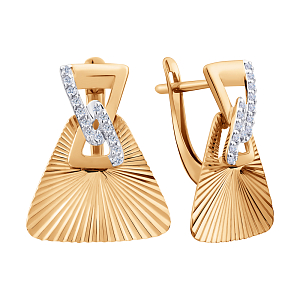 Серьги из красного золота с фианитами